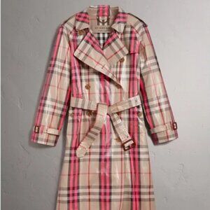 Burberry New w/Tags Neon Pink Check Trenchcoat